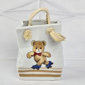 Vintage Otagiri Bear on Rollerskates Ceramic Shopping Bag